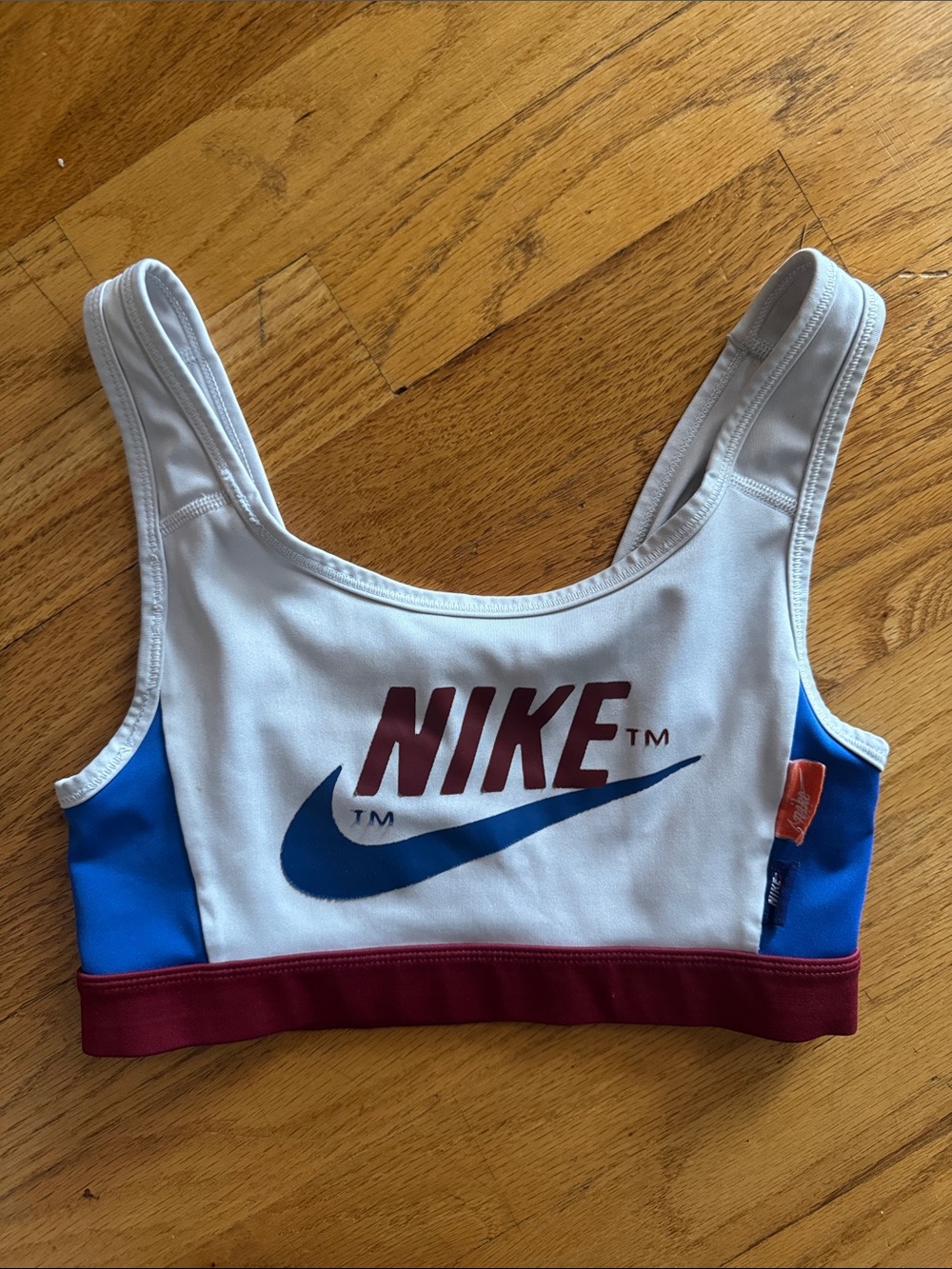 Nike White, Blue & Burgundy Sports Bra XS